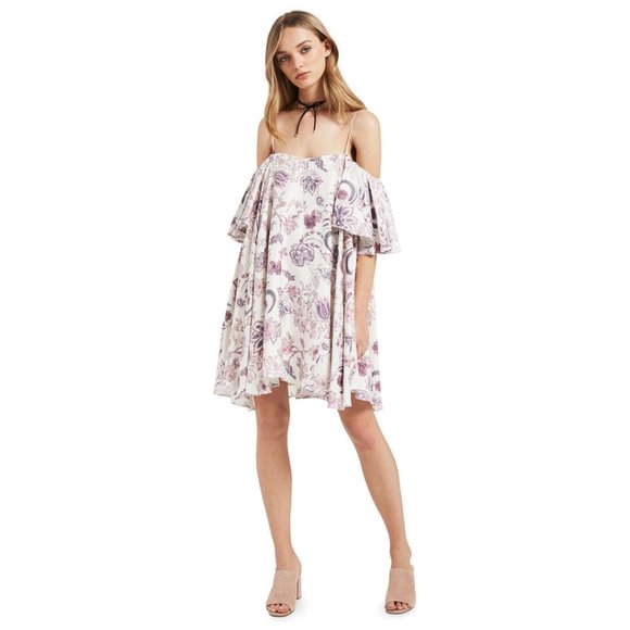 Seed Heritage Dresses & Skirts - SEED HERITAGE White Floral Frill Cold Shoulder White Mini Dress RRP$219